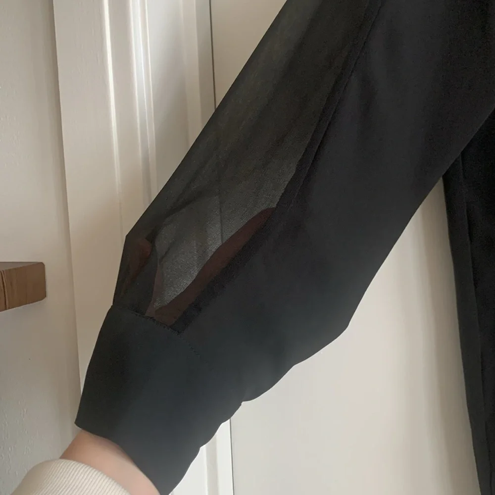 Zara black button down top with rhinestone buttons - Picture 6 of 7